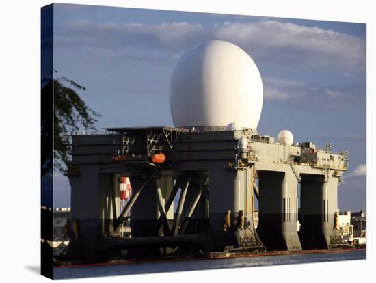 Sea Based X-band Radar Dome Modeled by the Setting Sun at Pearl Harbor Naval Shipyard-Stocktrek Images-Stretched Canvas