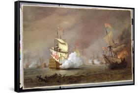 Sea Battle of the Anglo-Dutch Wars, c.1700-Willem Van De, The Younger Velde-Framed Stretched Canvas