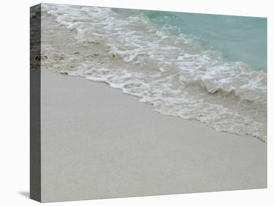 Sea, beach and sand, gentle waves picking up sand particles, Galapagos Islands-Jean Hosking-Stretched Canvas
