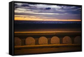 Sea beach at dusk, Seaside, Oregon, USA-Panoramic Images-Framed Stretched Canvas