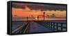 Sea bridge in Binz at sunrise-Mandy Stegen-Framed Stretched Canvas