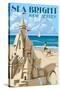 Sea Bright, New Jersey - Sandcastle-Lantern Press-Stretched Canvas