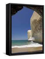 Sea Cave, Beach and Cliffs, Tunnel Beach, Dunedin, South Island, New Zealand-David Wall-Framed Stretched Canvas