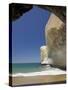 Sea Cave, Beach and Cliffs, Tunnel Beach, Dunedin, South Island, New Zealand-David Wall-Stretched Canvas