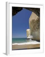 Sea Cave, Beach and Cliffs, Tunnel Beach, Dunedin, South Island, New Zealand-David Wall-Framed Photographic Print