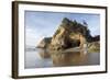 Sea Caves and Waterfall at Hug Point, Hug Point State Park, Oregon, USA-Jamie & Judy Wild-Framed Photographic Print
