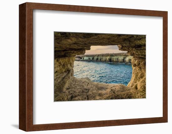 Sea caves at Cape Greco, Cyprus-Chris Mouyiaris-Framed Photographic Print