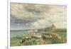 Sea Coast with Castle, Sheep and Shepherd (Watercolour and Scratching Out on Paper)-Samuel Bough-Framed Giclee Print