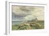 Sea Coast with Castle, Sheep and Shepherd (Watercolour and Scratching Out on Paper)-Samuel Bough-Framed Giclee Print