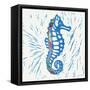 Sea Creature Sea Horse Color-Courtney Prahl-Framed Stretched Canvas