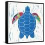 Sea Creature Turtle Color-Courtney Prahl-Framed Stretched Canvas