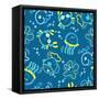 Sea Creatures Glowing under the Sea-Adam Fahey-Framed Stretched Canvas