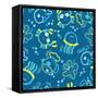 Sea Creatures Glowing under the Sea-Adam Fahey-Framed Stretched Canvas