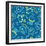 Sea Creatures Glowing under the Sea-Adam Fahey-Framed Art Print