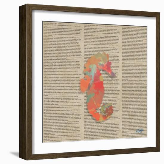 Sea Creatures on Newsprint III-Julie DeRice-Framed Art Print