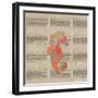 Sea Creatures on Newsprint III-Julie DeRice-Framed Art Print