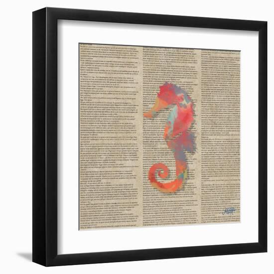 Sea Creatures on Newsprint IV-Julie DeRice-Framed Art Print