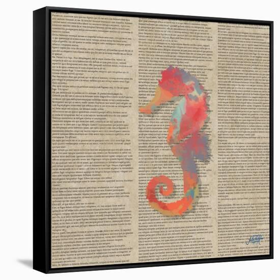 Sea Creatures on Newsprint IV-Julie DeRice-Framed Stretched Canvas