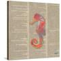 Sea Creatures on Newsprint IV-Julie DeRice-Stretched Canvas
