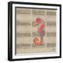 Sea Creatures on Newsprint IV-Julie DeRice-Framed Art Print