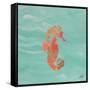 Sea Creatures on Teal III-Julie DeRice-Framed Stretched Canvas