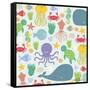 Sea Creatures-Elizabeth Caldwell-Framed Stretched Canvas