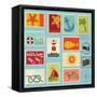 Sea Elements Stamp Collection-woodhouse-Framed Stretched Canvas