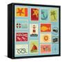 Sea Elements Stamp Collection-woodhouse-Framed Stretched Canvas