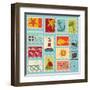 Sea Elements Stamp Collection-woodhouse-Framed Art Print