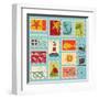 Sea Elements Stamp Collection-woodhouse-Framed Art Print