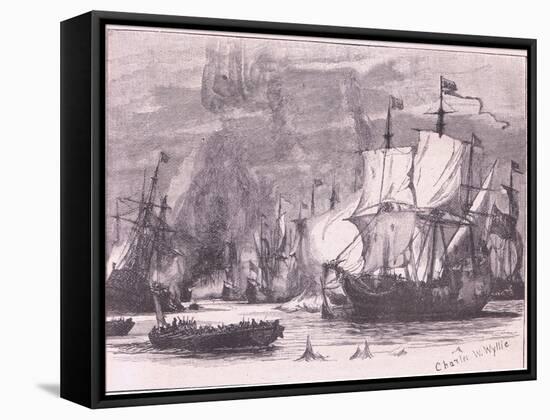 Sea Fight Off Cape Passaro Ad 1718-Charles William Wyllie-Framed Stretched Canvas