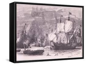 Sea Fight Off Cape Passaro Ad 1718-Charles William Wyllie-Framed Stretched Canvas