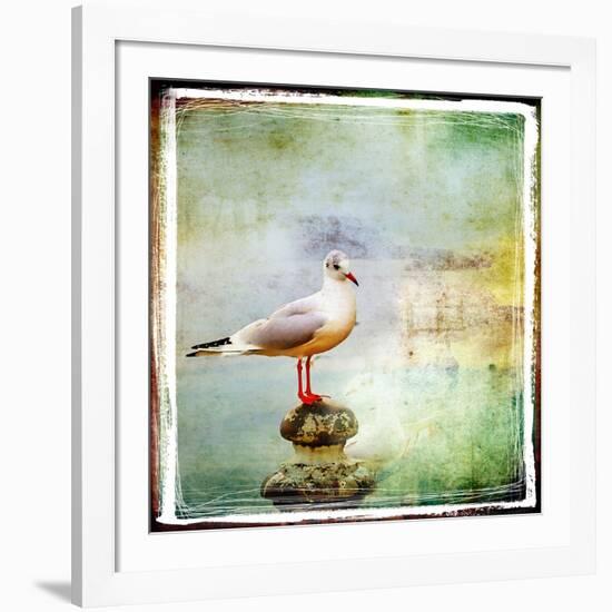 Sea Gull-Artistic Retro Styled Picture-Maugli-l-Framed Art Print