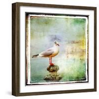 Sea Gull-Artistic Retro Styled Picture-Maugli-l-Framed Art Print