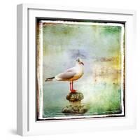 Sea Gull-Artistic Retro Styled Picture-Maugli-l-Framed Art Print