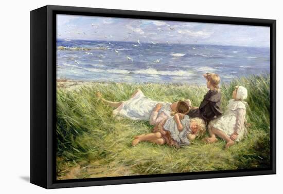 Sea Gulls and Sapphire Seas, 1912-Robert Gemmell Hutchison-Framed Stretched Canvas