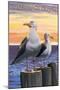 Sea Gulls - Long Beach Island, New Jersey-Lantern Press-Mounted Art Print