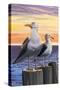 Sea Gulls-Lantern Press-Stretched Canvas