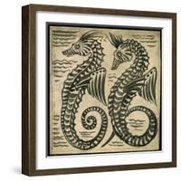 Sea-Horse (W/C on Paper)-William De Morgan-Framed Giclee Print