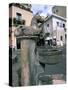 Sea Horse Water Fountain, Piazza Del Duomo, Taormina, Sicily, Italy-Peter Thompson-Stretched Canvas