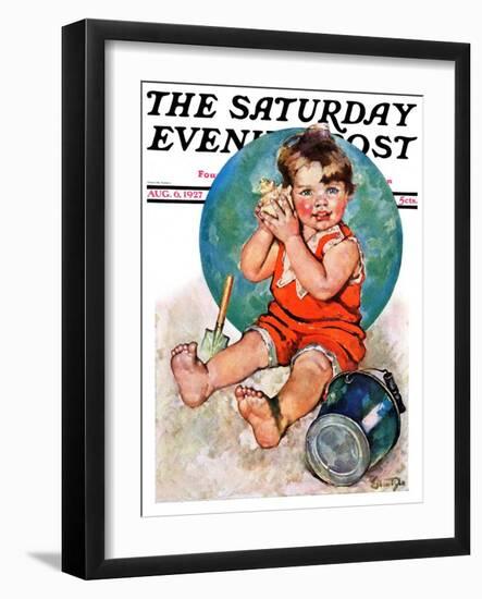 "Sea in the Shell," Saturday Evening Post Cover, August 6, 1927-Ellen Pyle-Framed Giclee Print