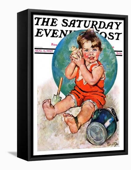 "Sea in the Shell," Saturday Evening Post Cover, August 6, 1927-Ellen Pyle-Framed Stretched Canvas