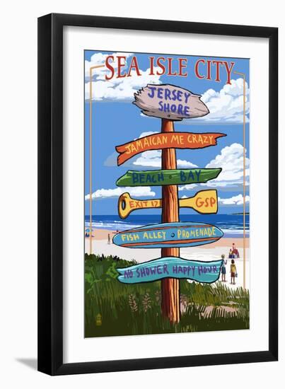 Sea Isle City, New Jersey - Destination Sign-Lantern Press-Framed Art Print