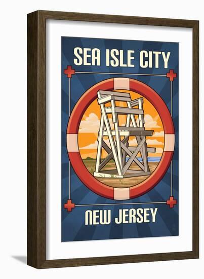 Sea Isle City, New Jersey - Lifeguard Chair-Lantern Press-Framed Art Print