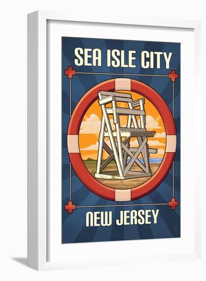 Sea Isle City, New Jersey - Lifeguard Chair-Lantern Press-Framed Art Print