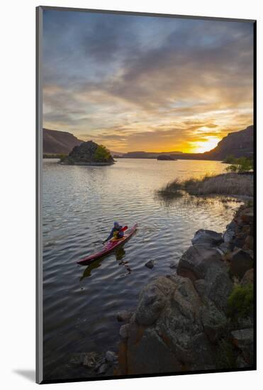 Sea Kayaker Paddling at Sunrise, Alkili Lake, Washington, USA-Gary Luhm-Mounted Photographic Print