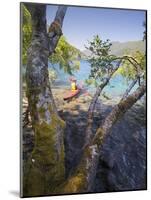 Sea Kayaker with Alder (Alnus Rubra), Crescent Lake, Washington, USA-Gary Luhm-Mounted Photographic Print