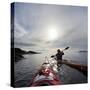 Sea Kayakers Paddle Along the Shore of Rosario Strait, San Juan Islands, Washington, USA-Gary Luhm-Stretched Canvas