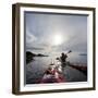 Sea Kayakers Paddle Along the Shore of Rosario Strait, San Juan Islands, Washington, USA-Gary Luhm-Framed Photographic Print