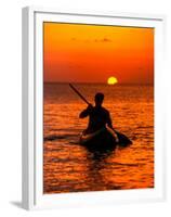 Sea Kayaking at Sunset, Bahama Out Islands, Bahamas-Greg Johnston-Framed Premium Photographic Print